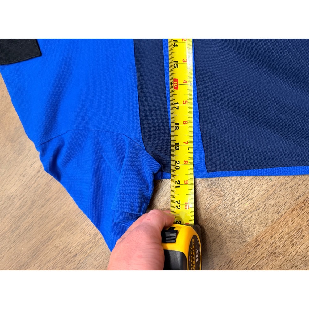 Prada Mens Blue Colorblock Pique Polo Shirt Rubber Logo Patch Made in Romania - Picture 5 of 10